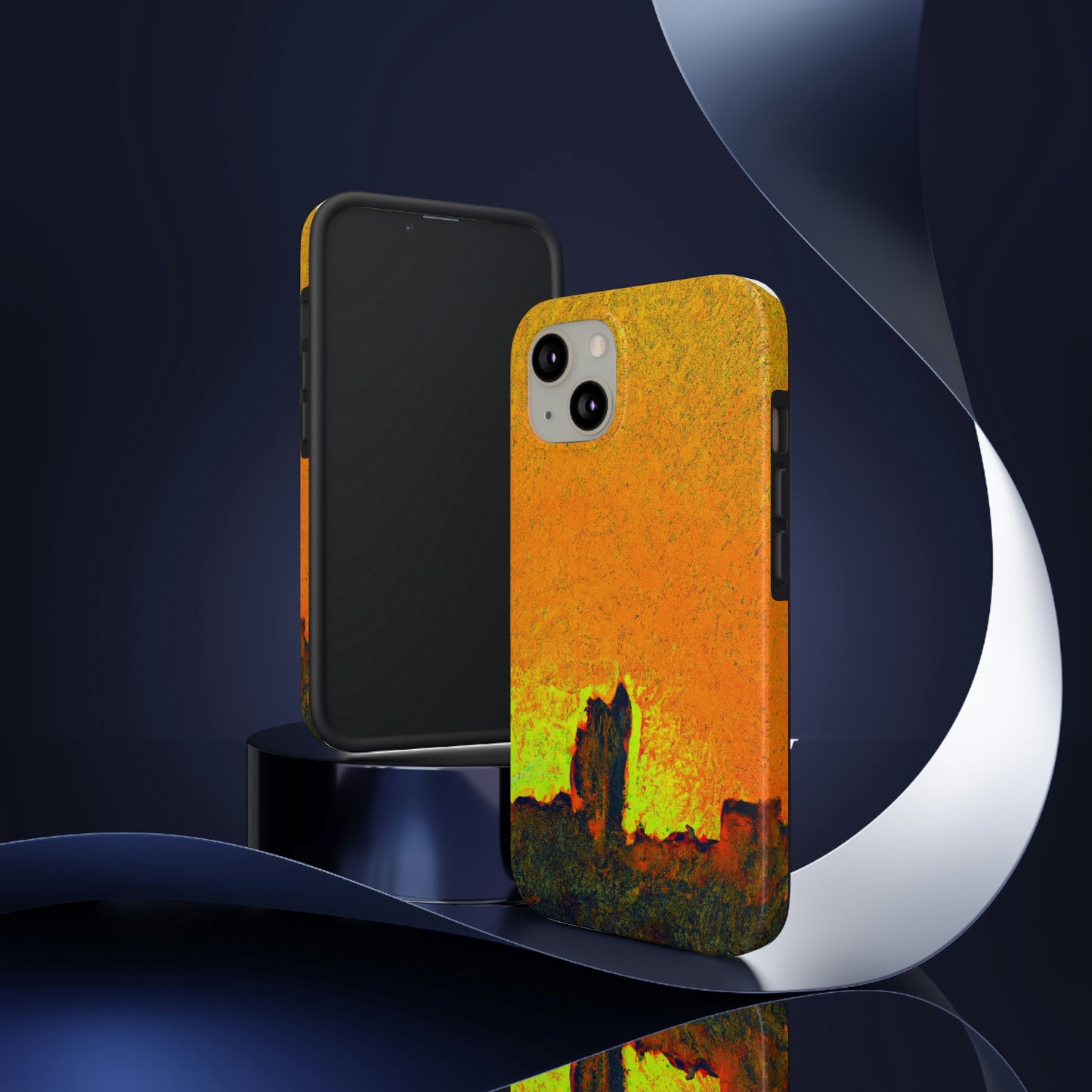 "Erleuchtet von der untergehenden Sonne: Enthüllung einer verborgenen Stadt" - The Alien Tough Phone Cases