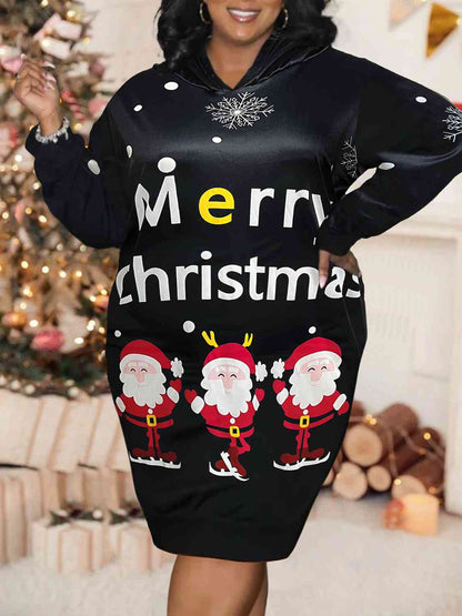 Plus Size MERRY CHRISTMAS Kapuzenkleid