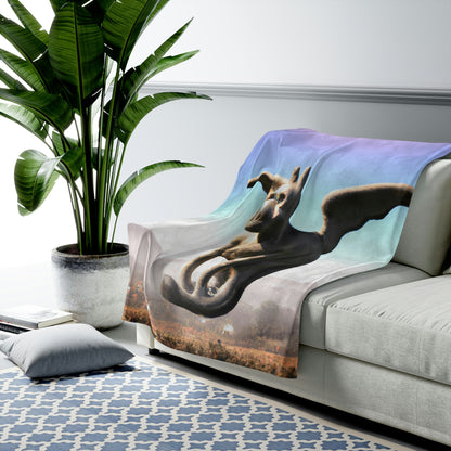 "Alone on the Hilltop: The Tale of a Solitary Gargoyle" - The Alien Velveteen Plush Blanket