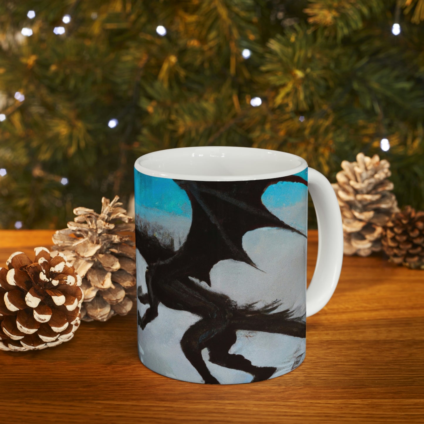 "Clash of Fire and Steel on the Moonlit Cliff" - The Alien Ceramic Mug 11 oz