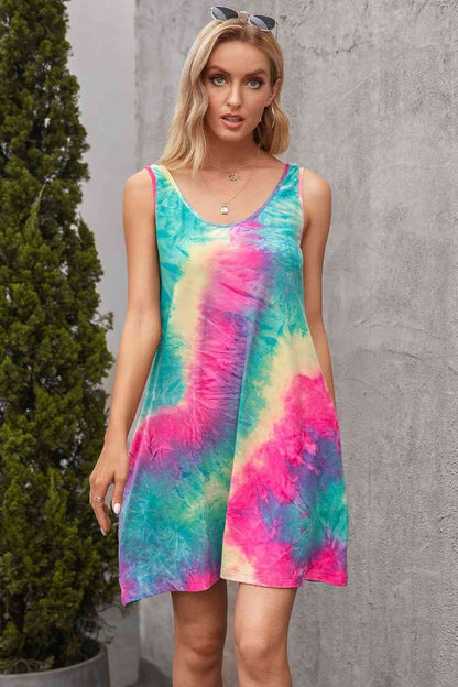 Vestido sin mangas Tie-Dye con bolsillos