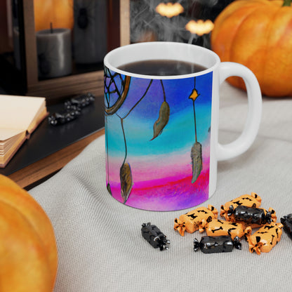 "A Galaxy of Dreams: A Colorful Dreamcatcher Captures Falling Stardust" - The Alien Ceramic Mug 11 oz