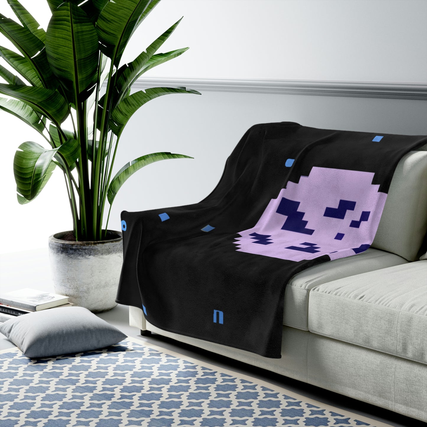 "Lonely Witness of the Night Sky" - The Alien Velveteen Plush Blanket Pixel Art