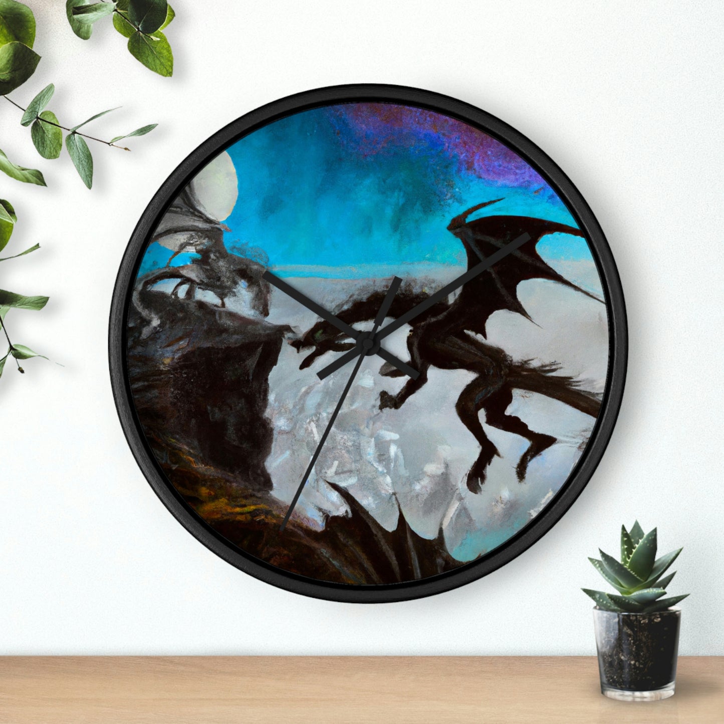 "Clash of Fire and Steel on the Moonlit Cliff" - The Alien Wall Clock