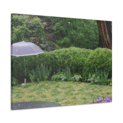 "Rainy Refuges: Uncovering the Fortune of a Garden Under an Umbrella" - The Alien Canva