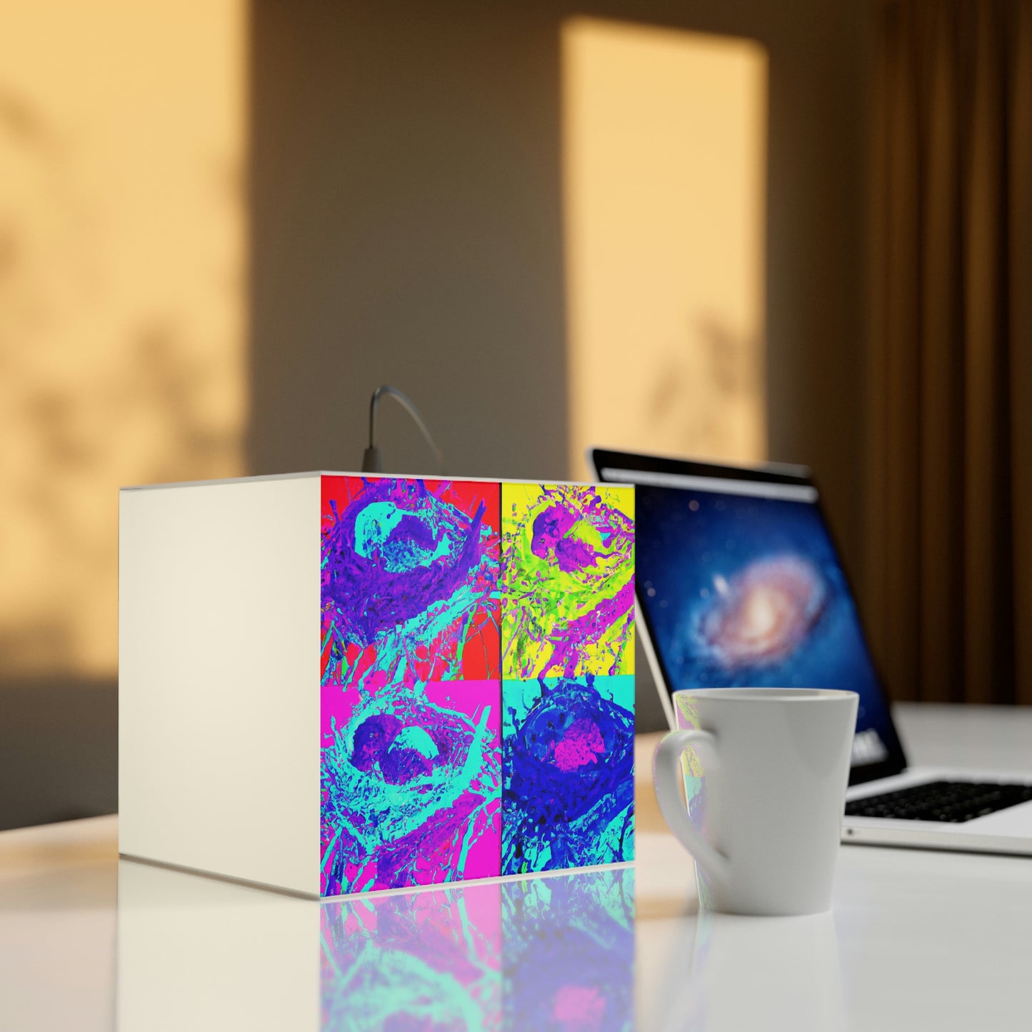 "Ein Regenbogen aus gefiederten Freunden" - Die Alien Light Cube Lampe