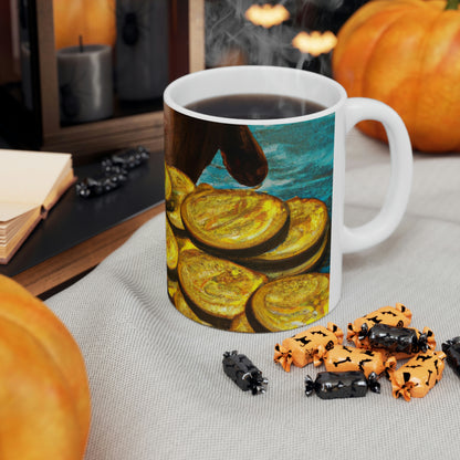 "Feline Fortune in a Foliage of Finances" - The Alien Ceramic Mug 11 oz