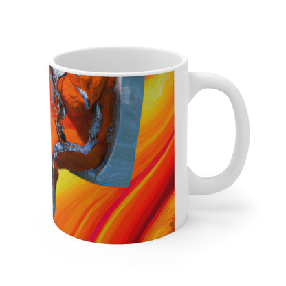 "Journeying in the Burning Orange Galaxy" - The Alien Ceramic Mug 11 oz