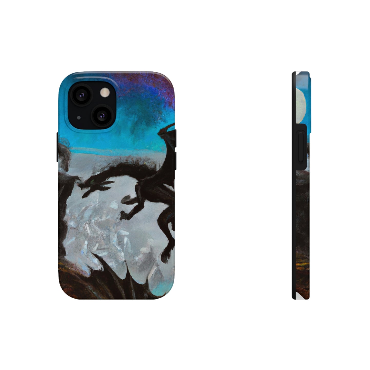 "Clash of Fire and Steel on the Moonlit Cliff" - The Alien Tough Phone Cases