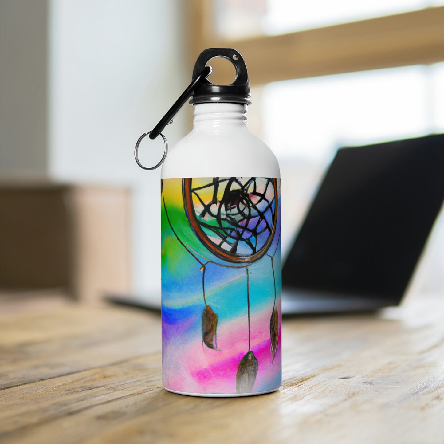 "A Galaxy of Dreams: A Colorful Dreamcatcher Captures Falling Stardust" - The Alien Stainless Steel Water Bottle