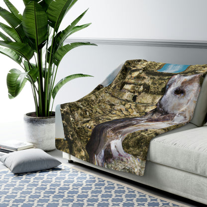 "A Sentinal Among Ruins: An Unstirred Owl's Perch" - The Alien Sherpa Fleece Blanket