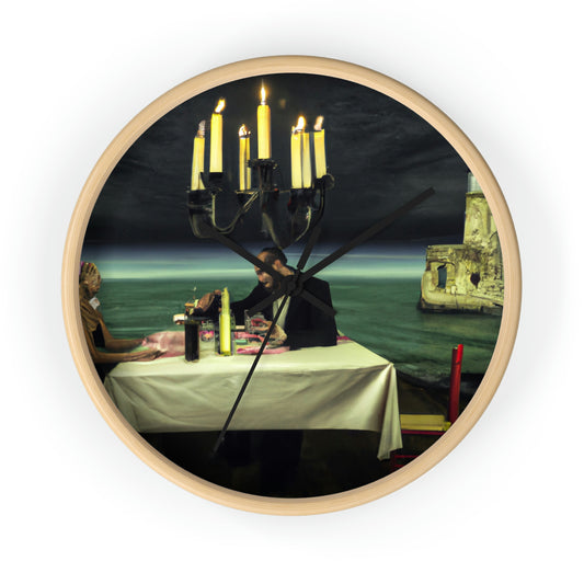 "A Beacon of Romance: An Intimate Candlelit Dinner in a Forgotten Lighthouse" - The Alien Wall Clock