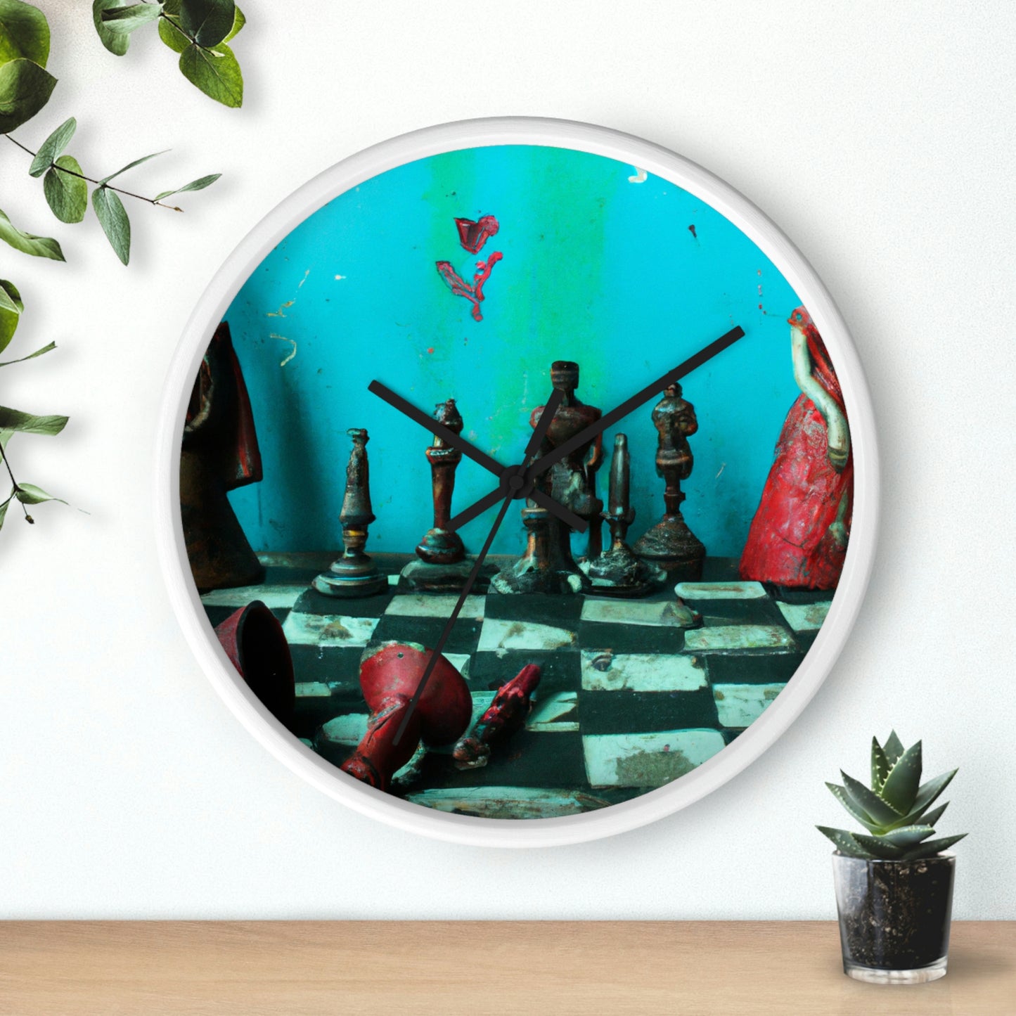 "A Forgotten Chess Set: Ready for a New Match" - The Alien Wall Clock