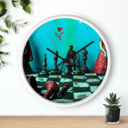 "A Forgotten Chess Set: Ready for a New Match" - The Alien Wall Clock