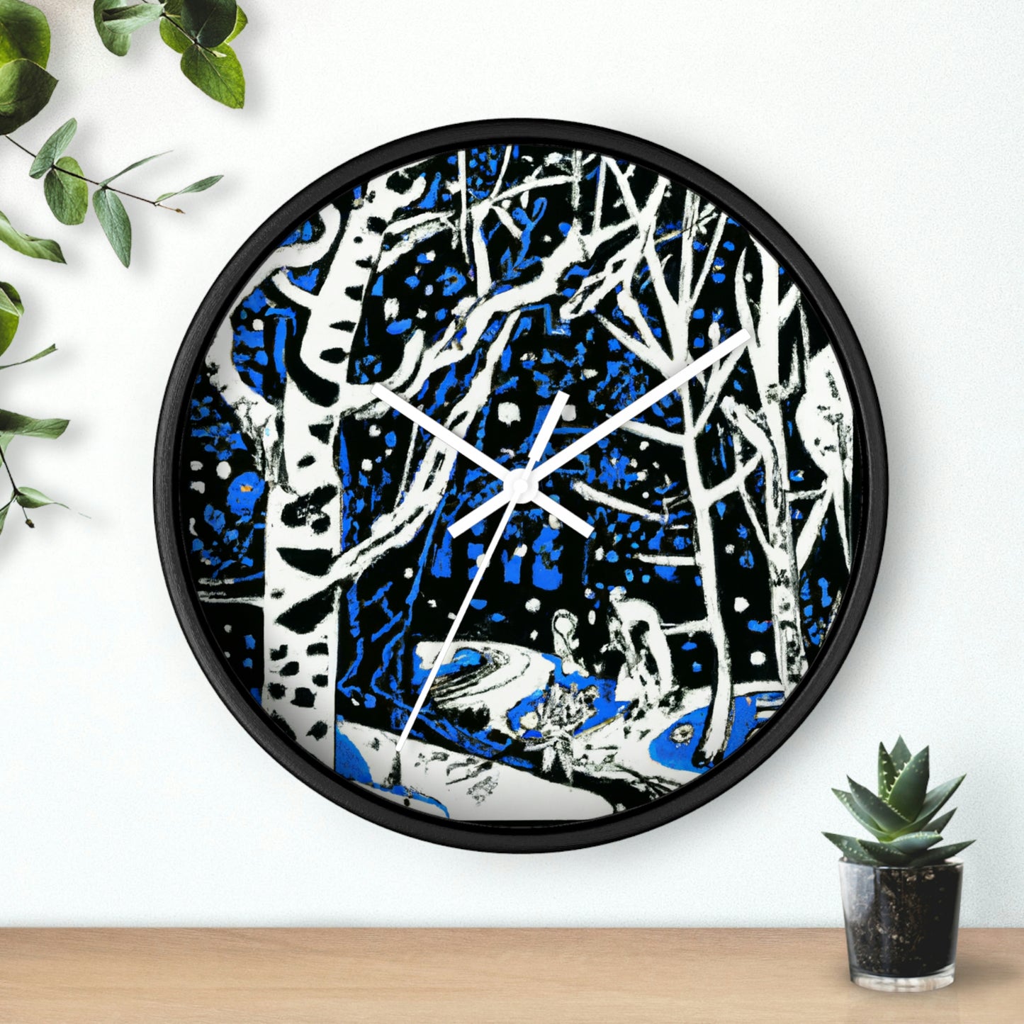 Snowy Forest Night: A Fairytale Odyssey - The Alien Wall Clock