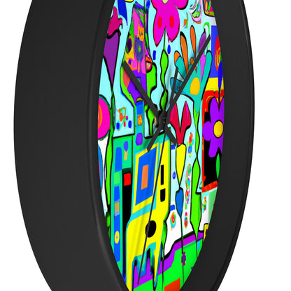 "A Mystical Garden of Rainbow Petals" - The Alien Wall Clock