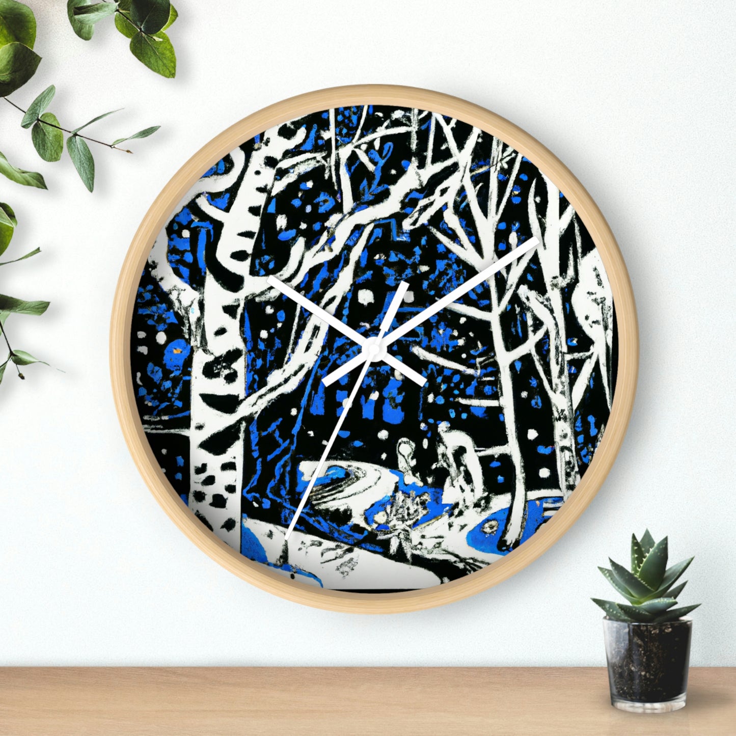 Snowy Forest Night: A Fairytale Odyssey - The Alien Wall Clock