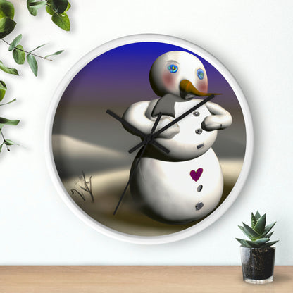 "Chilly But Hopeful: The Snowman's Quest For A Hug" - Die Alien-Wanduhr