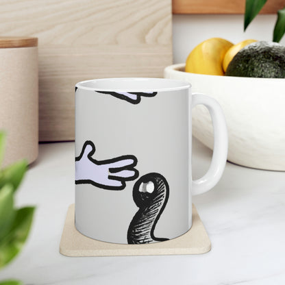 "A Blind Monk's Gentle Embrace of a Lost Dragonling" - The Alien Ceramic Mug 11 oz