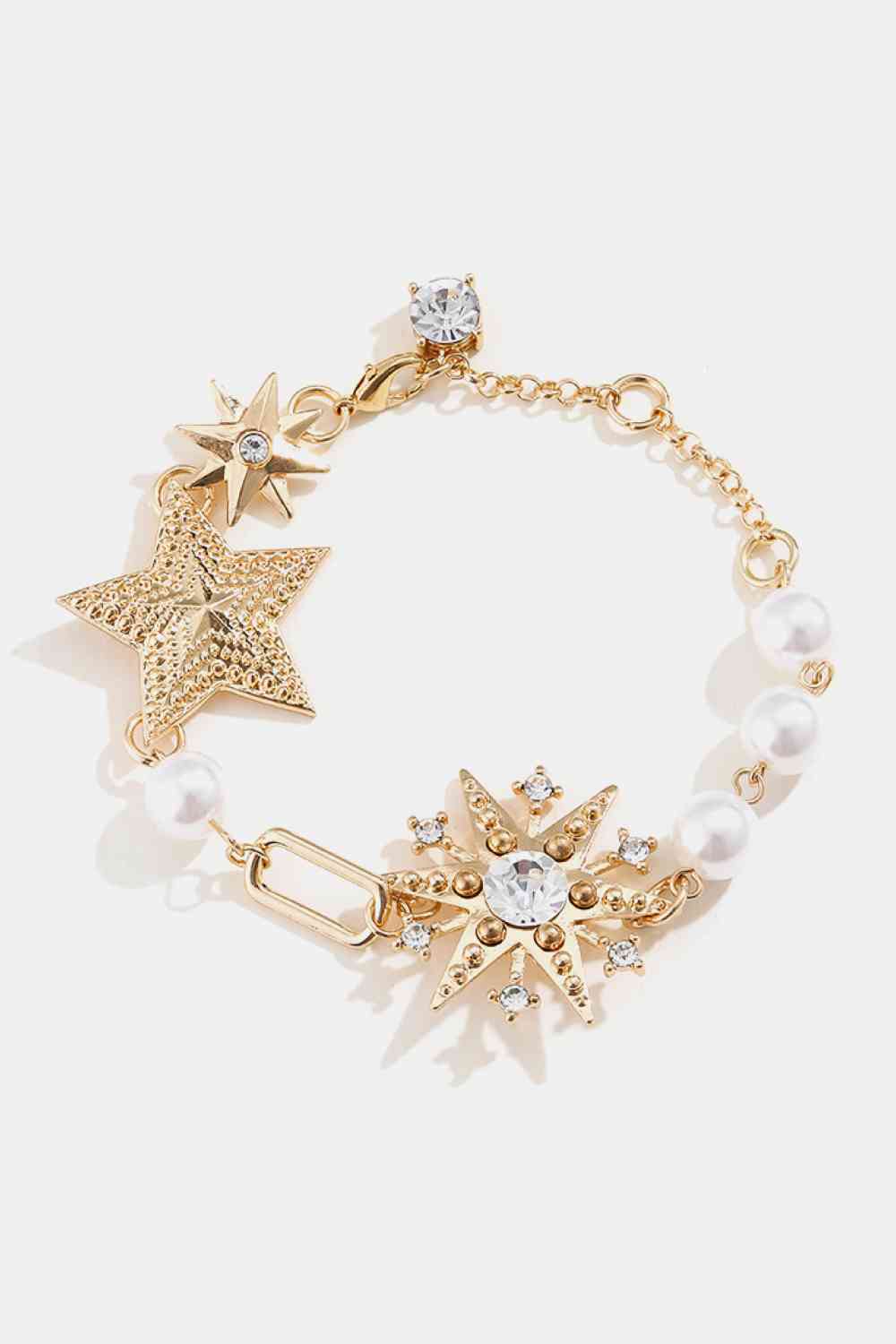 Pulsera de aleación con forma de estrella de perlas sintéticas