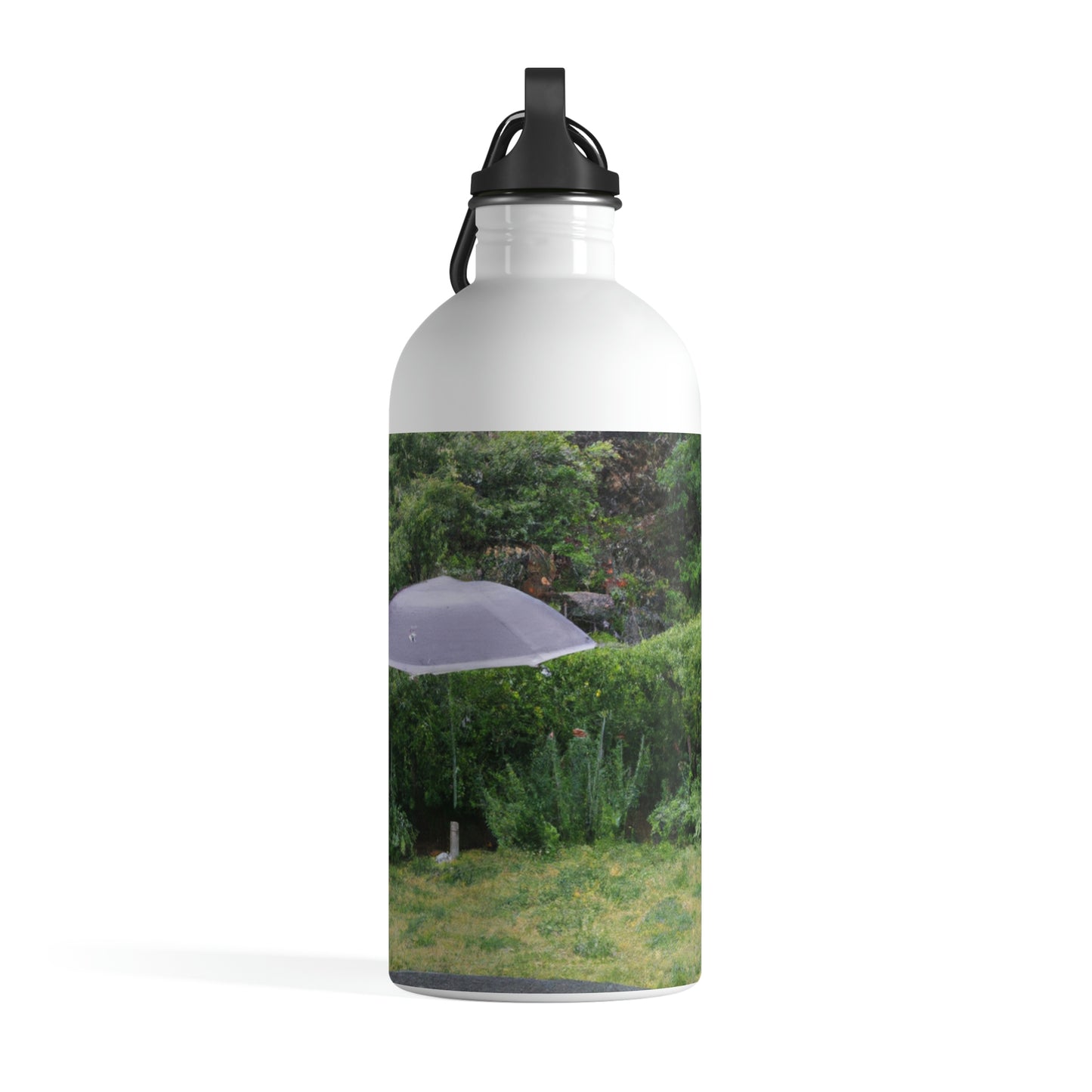 "Rainy Refuges: Uncovering the Fortune of a Garden Under an Umbrella" - The Alien Stainless Steel Water Bottle