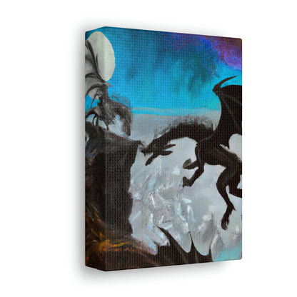 "Clash of Fire and Steel on the Moonlit Cliff" - The Alien Canva