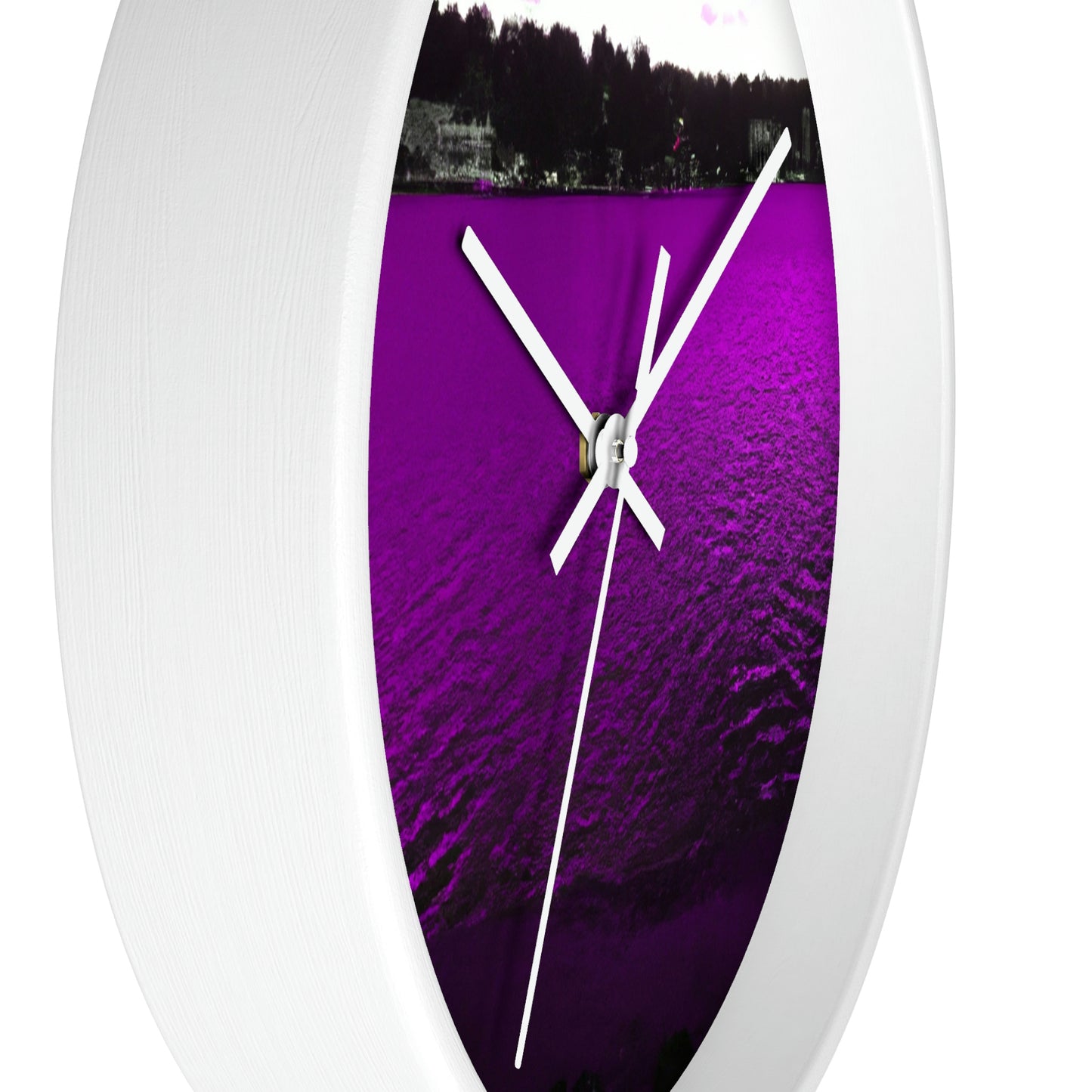 "The Neon Purple Lakefront" - The Alien Wall Clock