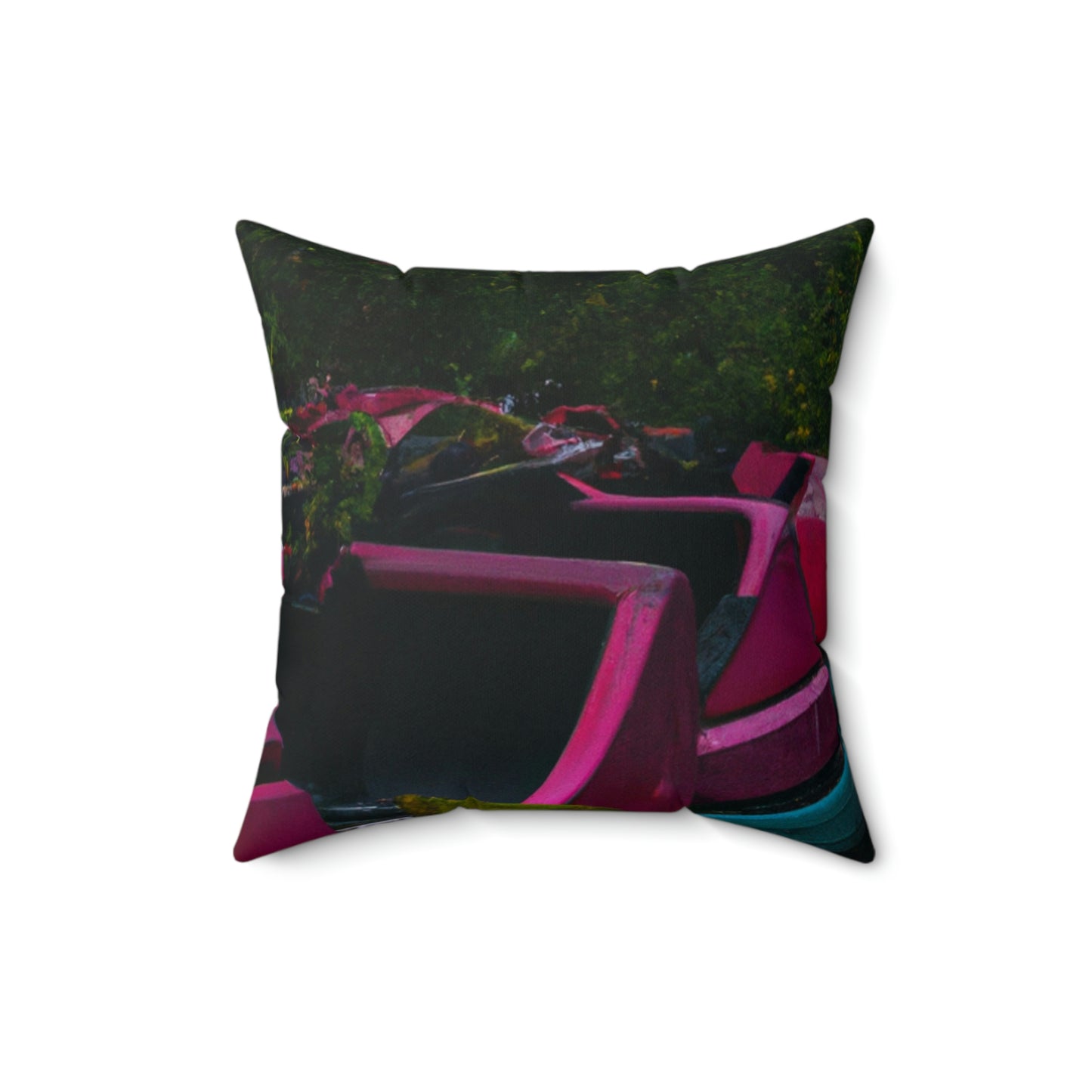 "Abandoned Thrills: Lost in a Forgotten Theme Park" - Das Alien Square Pillow