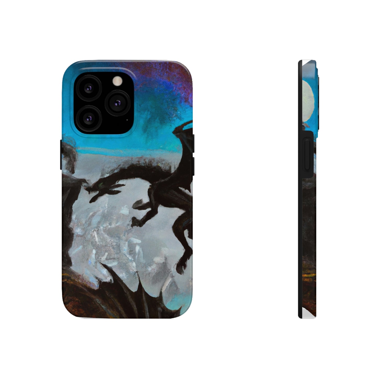 "Clash of Fire and Steel on the Moonlit Cliff" - The Alien Tough Phone Cases