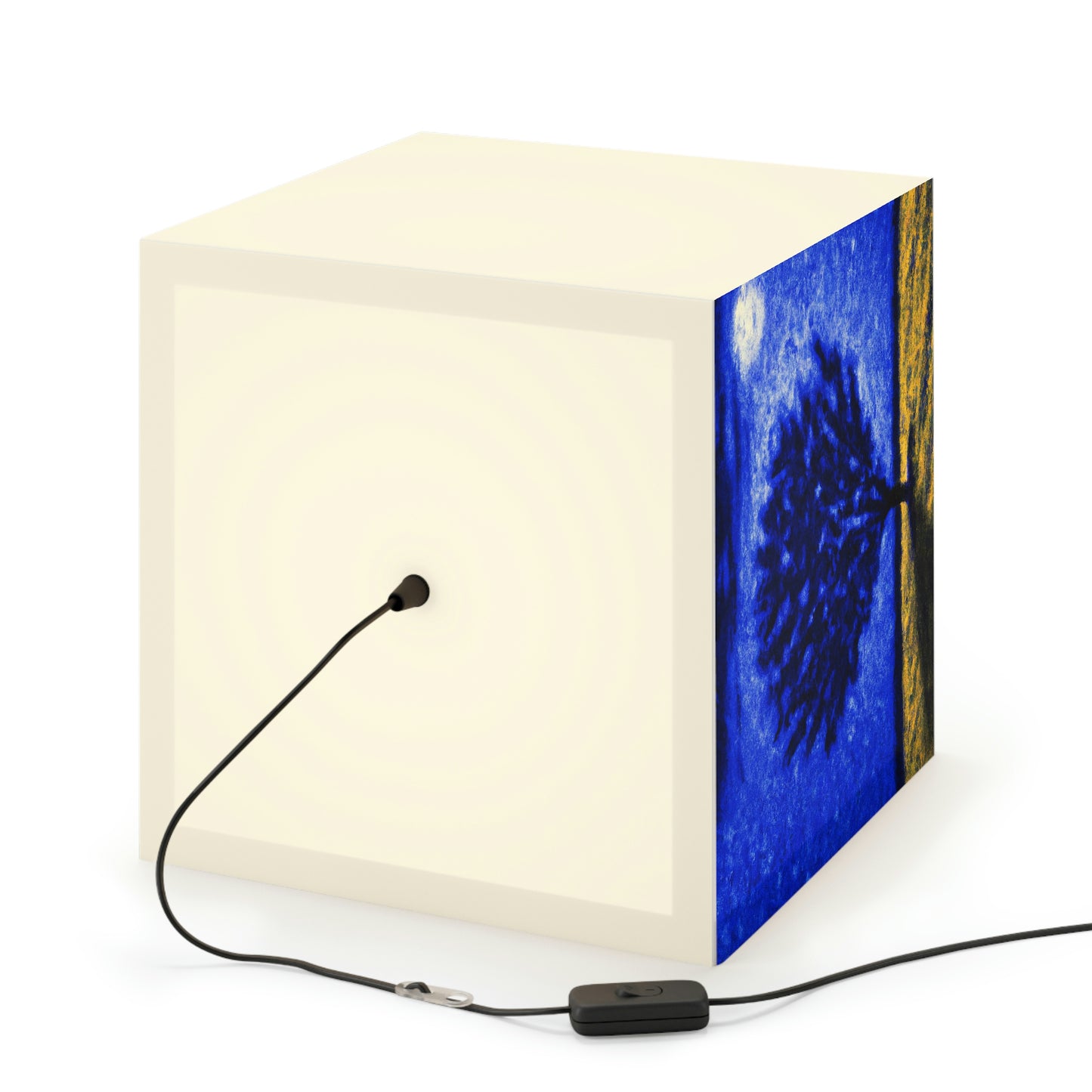 "Ein einsamer blauer Baum im Mondscheinfeld" - Die Alien Light Cube Lampe