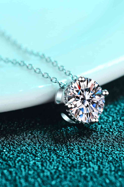 1 Carat Moissanite Round Pendant Necklace