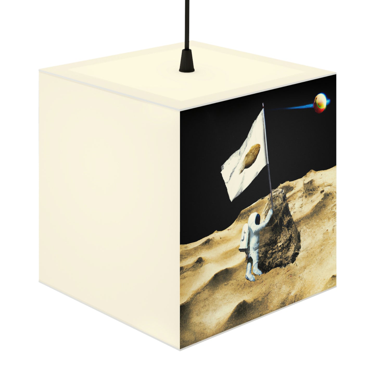 "Claiming Space: The Astronaut's Asteroid Flag Planting" - The Alien Light Cube Lamp