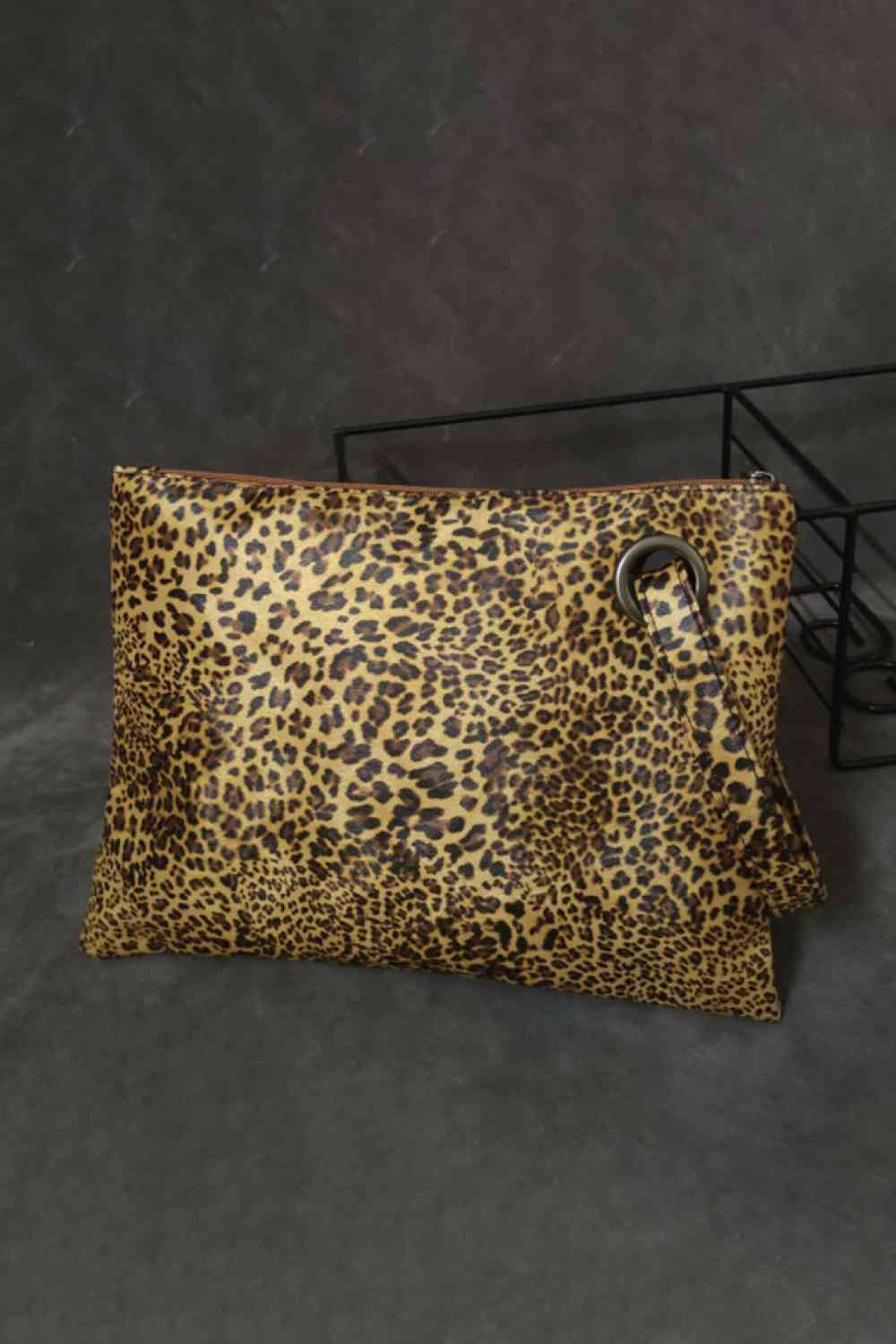 Clutch aus PU-Leder mit Leopardenmuster