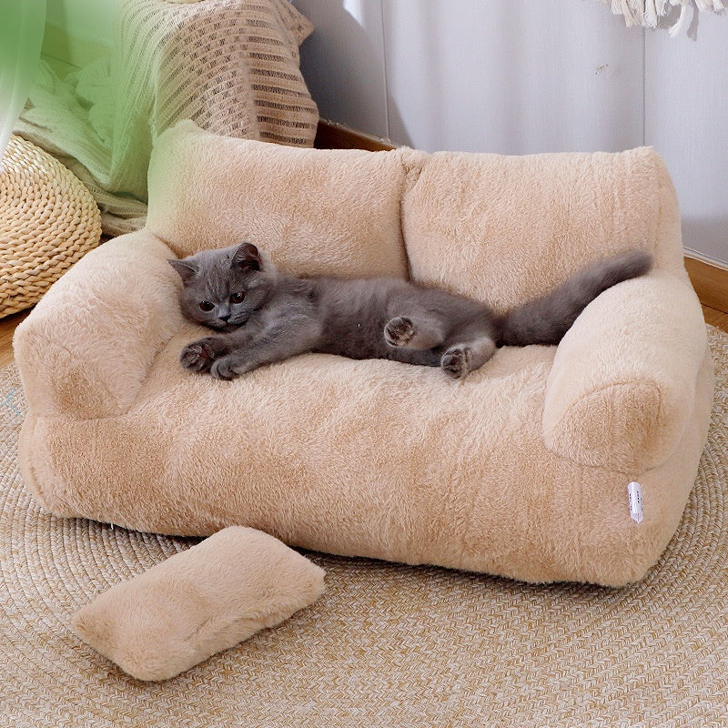 Luxus Katze Bett Sofa Winter Warme Katze Nest Haustier Bett Für Kleine Mittelgroße Hunde Katzen Komfortable Plüsch Welpen Bett Haustier liefert