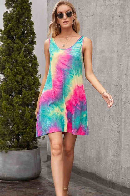 Vestido sin mangas Tie-Dye con bolsillos