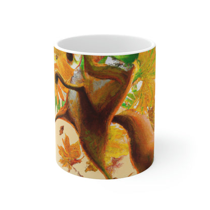 "Autumnal Adventure: A Fox's Mischief" - The Alien Ceramic Mug 11 oz