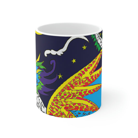 "Vuelo de medianoche del dragón" - El alienígena Taza de cerámica 11 oz