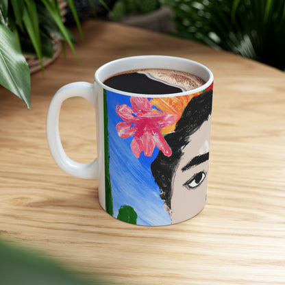 "Fiery Frida: Painting a Mexican Icon with Colorful Culture" - The Alien Ceramic Mug 11 oz