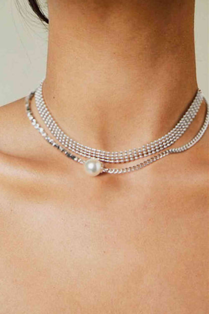 Collar de cobre con perlas en capas