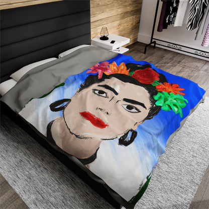 "Frida ardiente: pintando un ícono mexicano con una cultura colorida" - The Alien Velveteen Plush Blanket