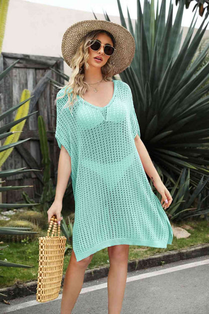 Openwork Side Slit Cover-Up Dress