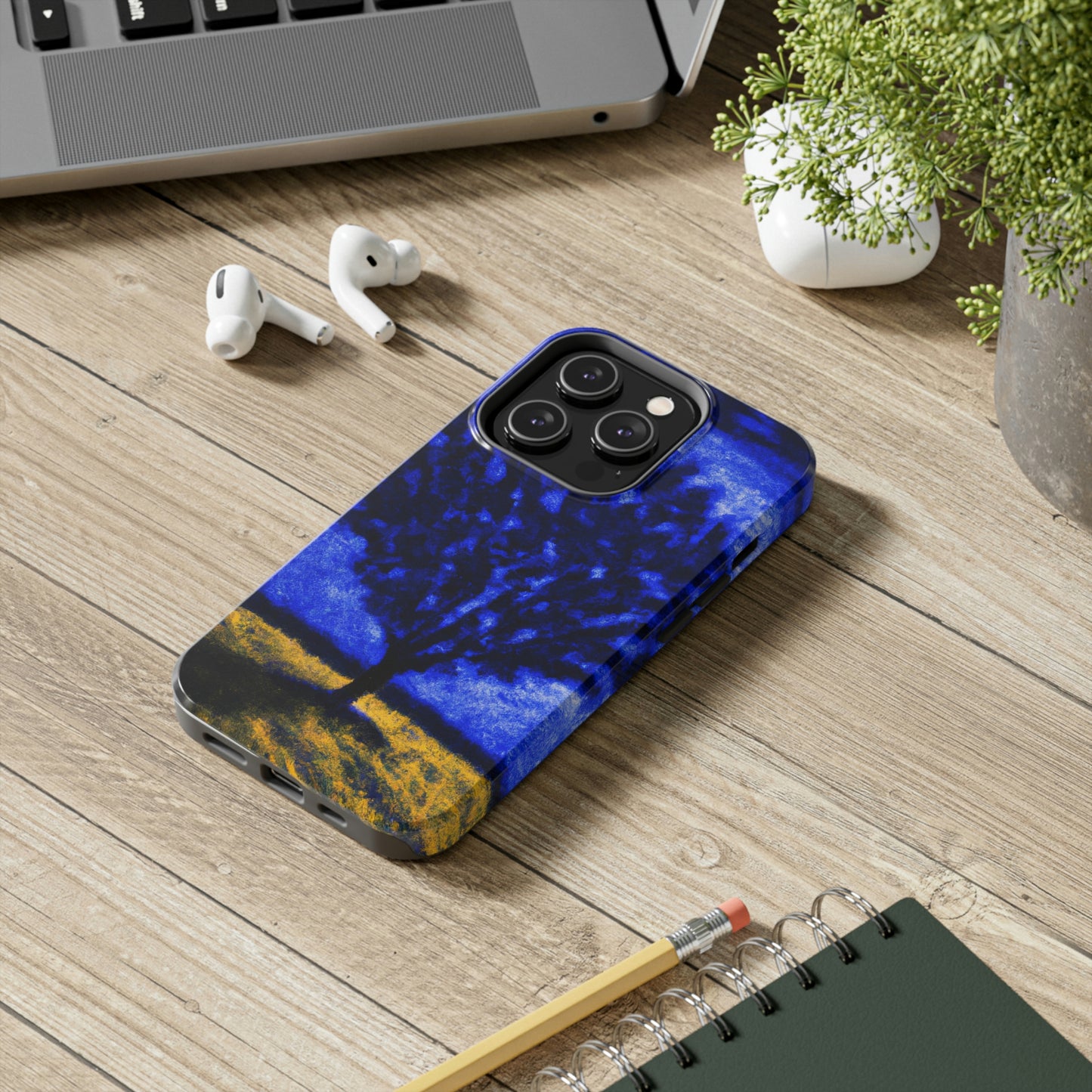 "Ein einsamer blauer Baum im Mondscheinfeld" - Die Alien Tough Phone Cases