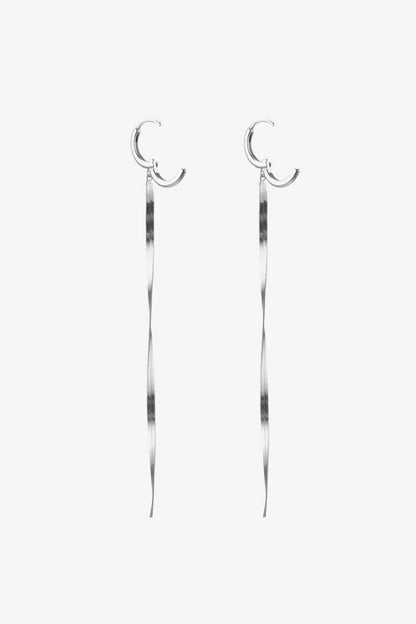 925 Sterling Silver Long Snake Chain Earrings