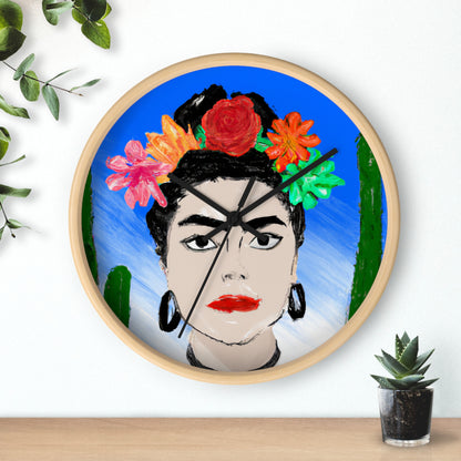 „Feurige Frida: Eine mexikanische Ikone mit farbenfroher Kultur malen“ – Die Alien-Wanduhr