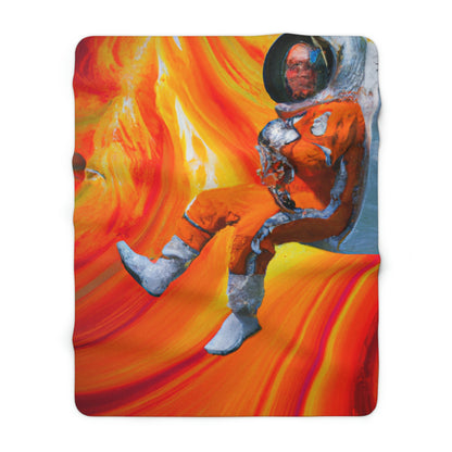 "Journeying in the Burning Orange Galaxy" - Die Alien Sherpa Fleecedecke