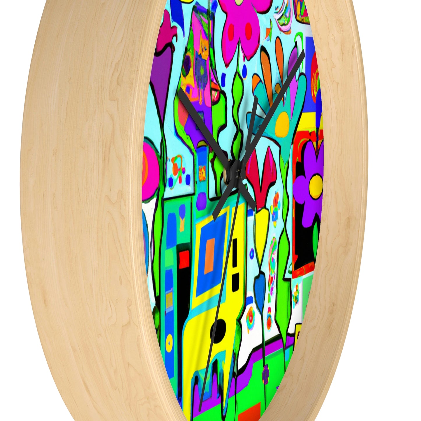 "A Mystical Garden of Rainbow Petals" - The Alien Wall Clock