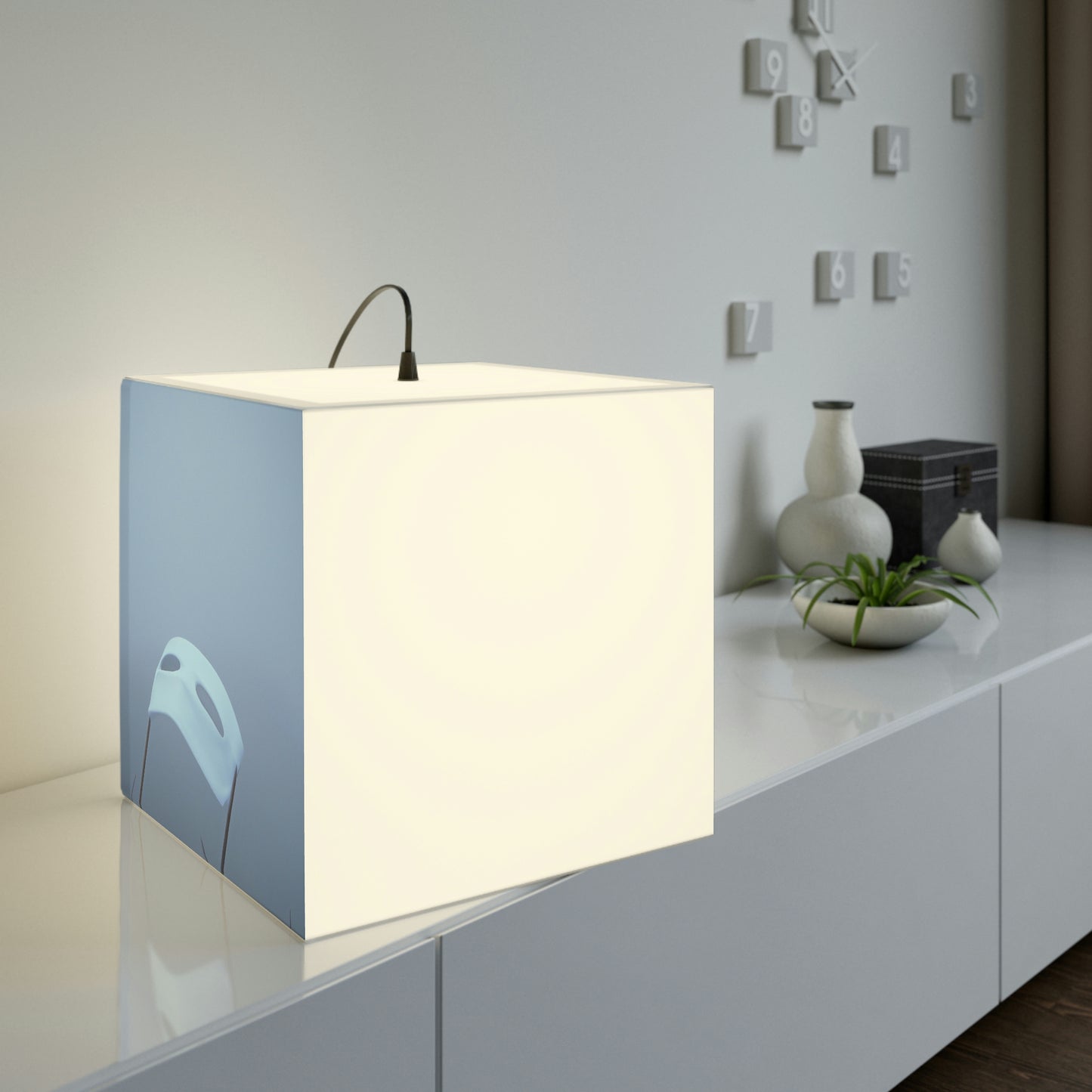 "The Ghostly Mask in the Foggy Sea". - The Alien Light Cube Lamp