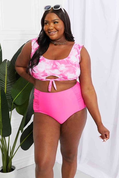 Conjunto de top de baño corto y braguitas fruncidas Sanibel de Marina West Swim en rosa