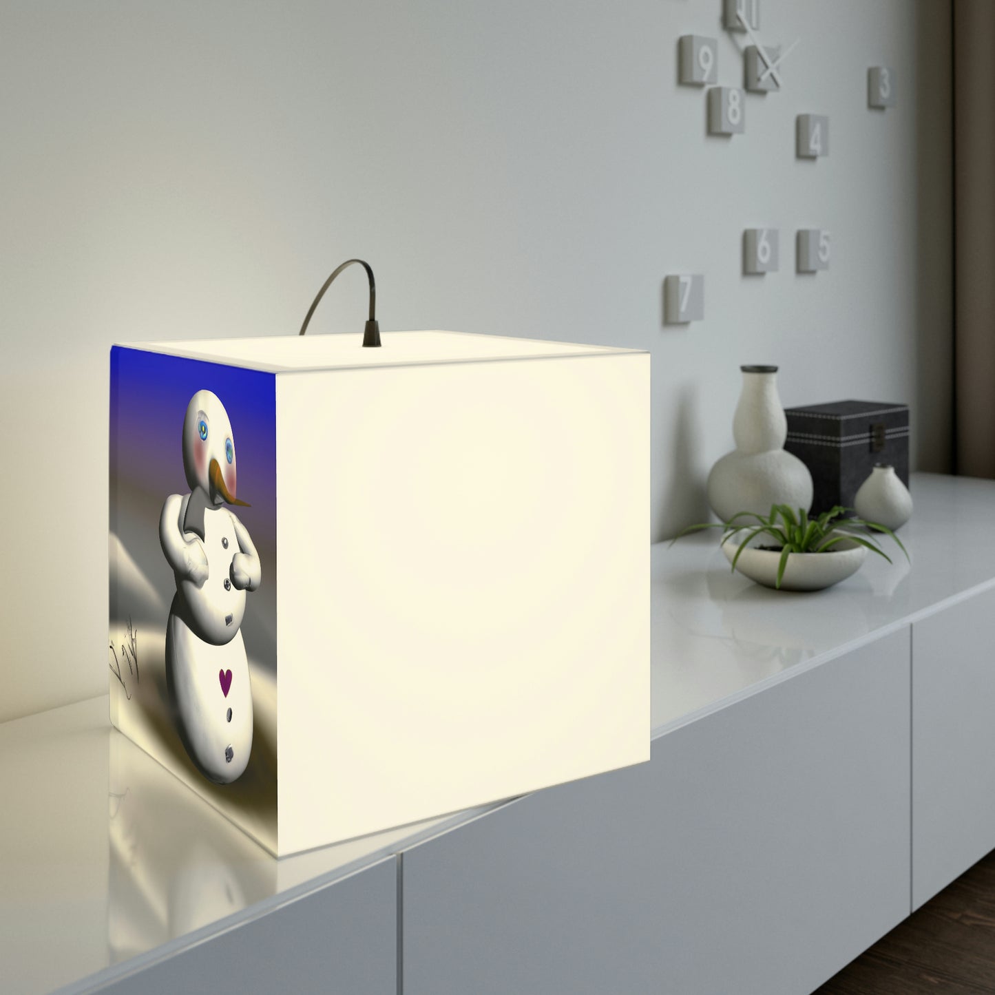 "Chilly But Hopeful: The Snowman's Quest For A Hug" - The Alien Light Cube Lamp