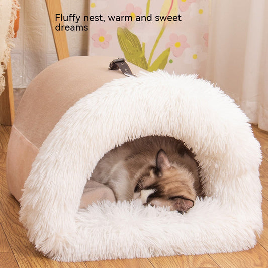 Neue Splice Tragbare Pet Nest Tragbare Herbst Und Winter Warme Hund Nest Feuchtigkeit-beweis Lange Pelz Katze Nest Kreuz grenze Haustier Nest